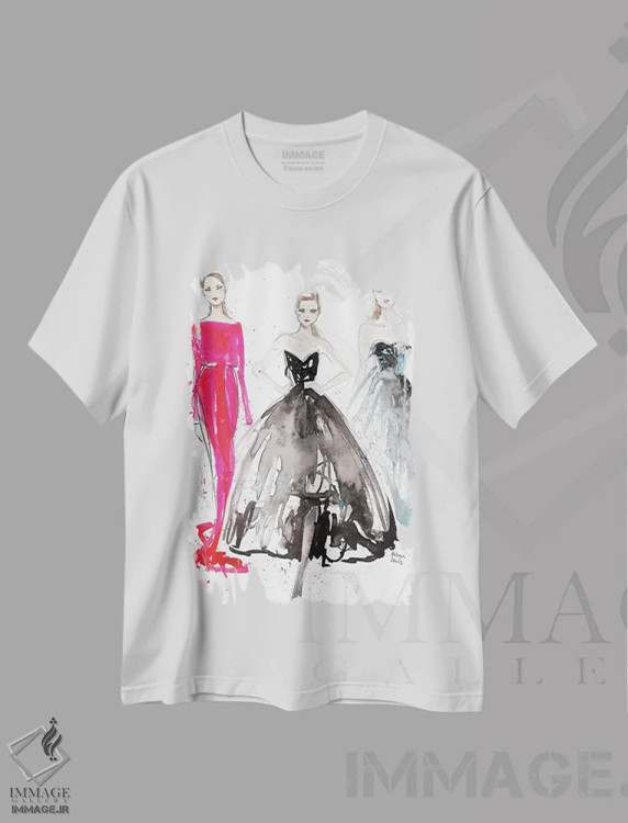 تیشرت سفید طرح دار سه نفره، دکور معاصر اثر هارت آو لیلی | فروشگاه ایماژ