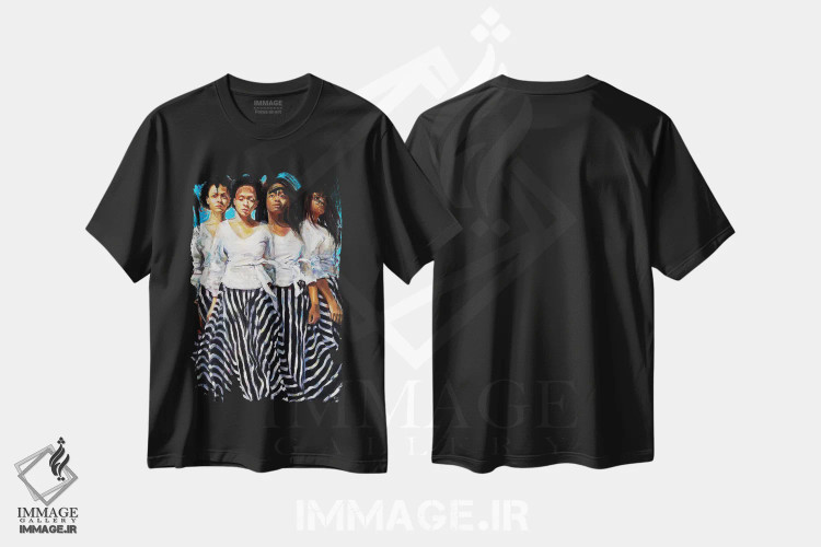 تیشرت مشکی طرح دار مسیرهایی که با شجاعت می پیماییم، هنر فاخر معاصر اثر هارت آو لیلی | فروشگاه ایماژ