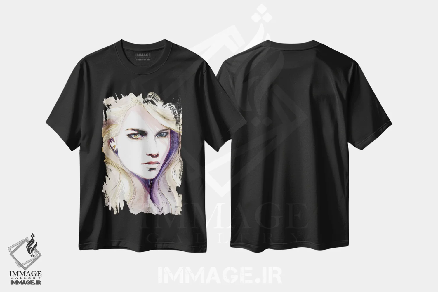 تیشرت مشکی طرح دار بلوندی، هنر فاخر معاصر اثر هارت آو لیلی | فروشگاه ایماژ