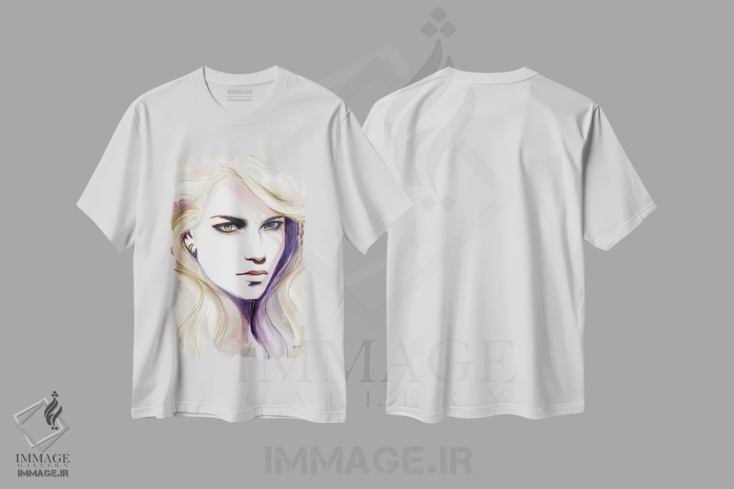 تیشرت سفید طرح دار بلوندی، هنر فاخر معاصر اثر هارت آو لیلی | immage.ir