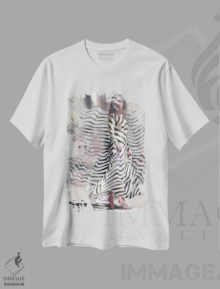 تیشرت سفید طرح دار ملکهٔ رقص، هنر فاخر معاصر اثر هارت آو لیلی | فروشگاه ایماژ
