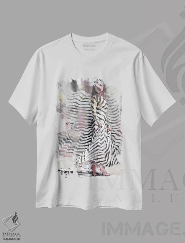 تیشرت سفید طرح دار ملکهٔ رقص، هنر فاخر معاصر اثر هارت آو لیلی | فروشگاه ایماژ