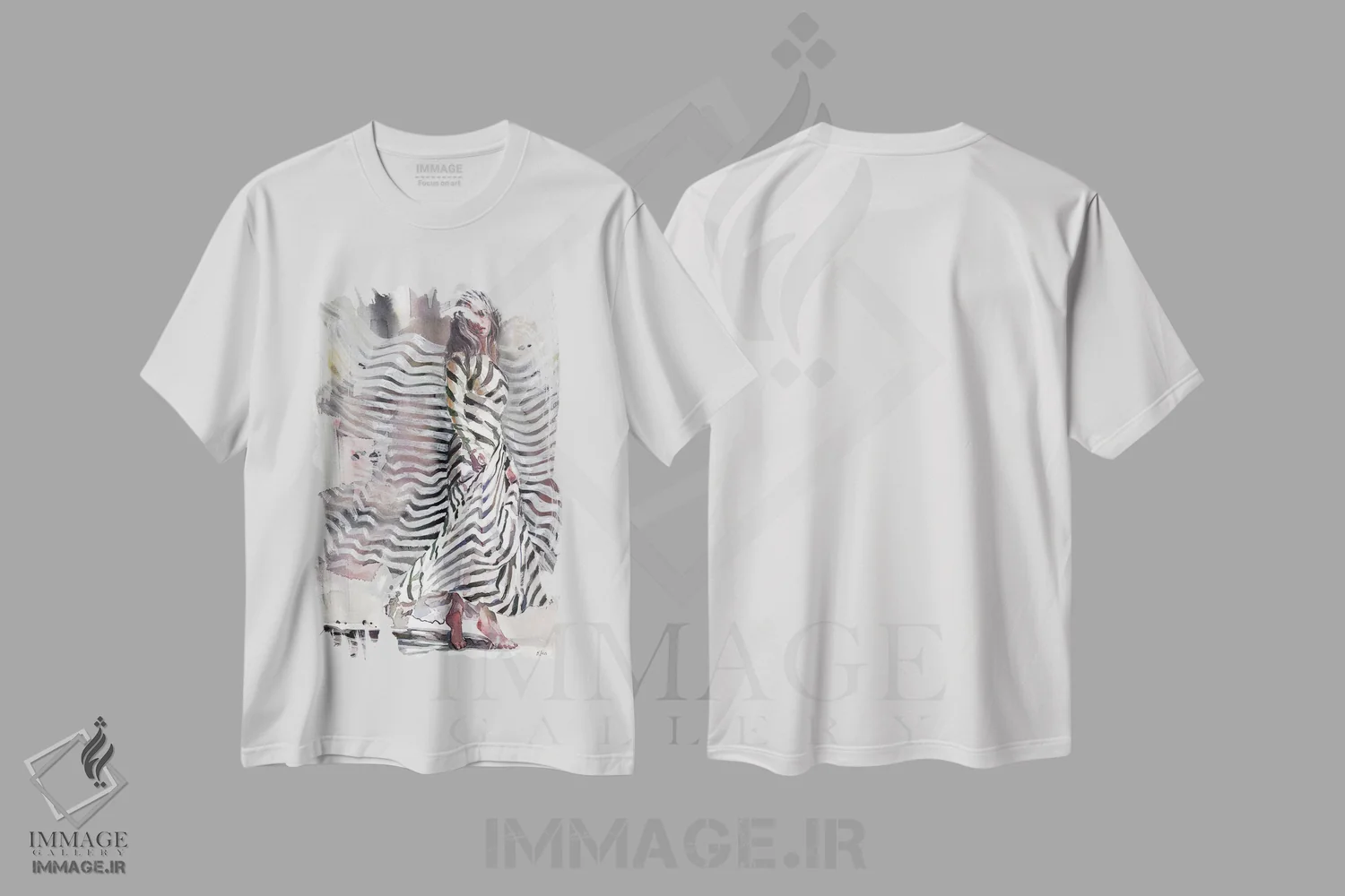 تیشرت سفید طرح دار ملکهٔ رقص، هنر فاخر معاصر اثر هارت آو لیلی | فروشگاه ایماژ