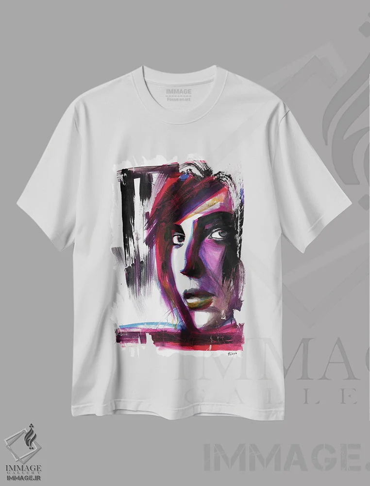 تیشرت سفید طرح دار اگنس، هنر فاخر معاصر اثر هارت آو لیلی | immage.ir