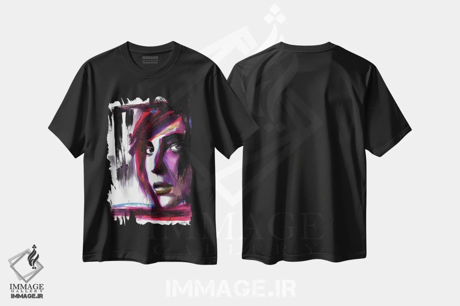 تیشرت مشکی طرح دار اگنس، هنر فاخر معاصر اثر هارت آو لیلی | فروشگاه ایماژ