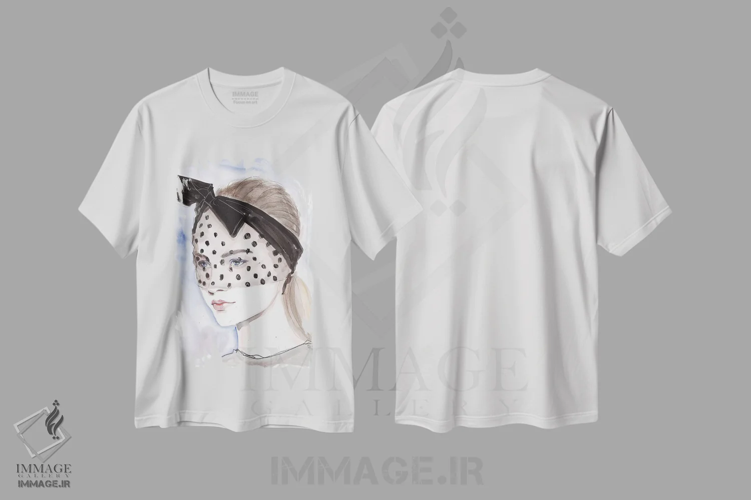 تیشرت سفید طرح دار نقاب خالدار، دکور معاصر اثر هارت آو لیلی | فروشگاه ایماژ