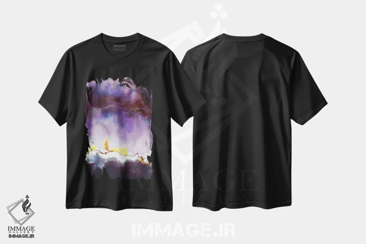 تیشرت مشکی طرح دار کرم های شب تاب اثر هارت آو لیلی | فروشگاه ایماژ