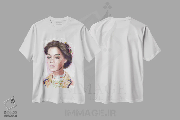تیشرت سفید طرح دار دختر گلی، دکور معاصر اثر هارت آو لیلی | فروشگاه ایماژ