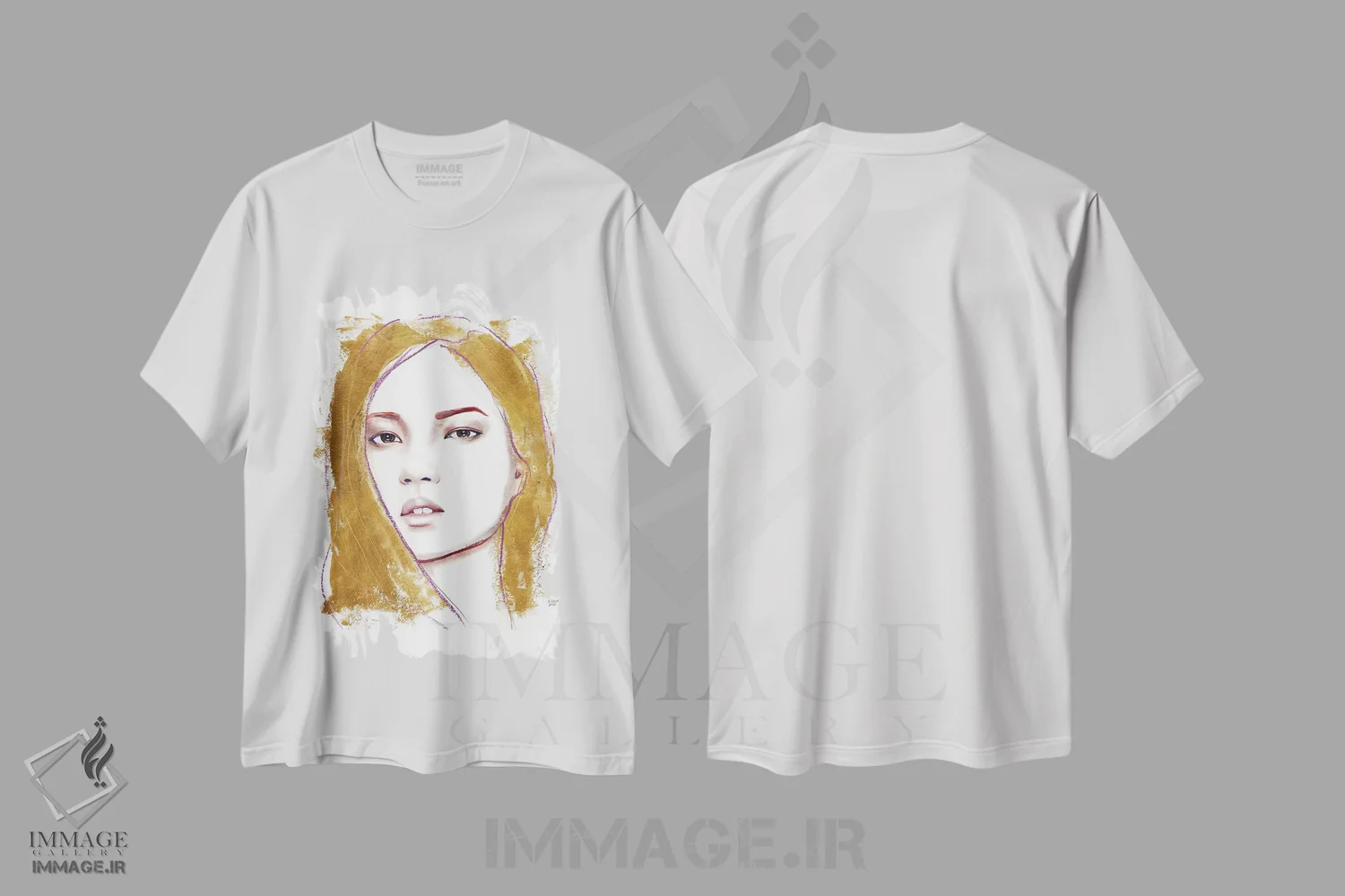 تیشرت سفید طرح دار موی طلایی، دکور معاصر اثر هارت آو لیلی | فروشگاه ایماژ