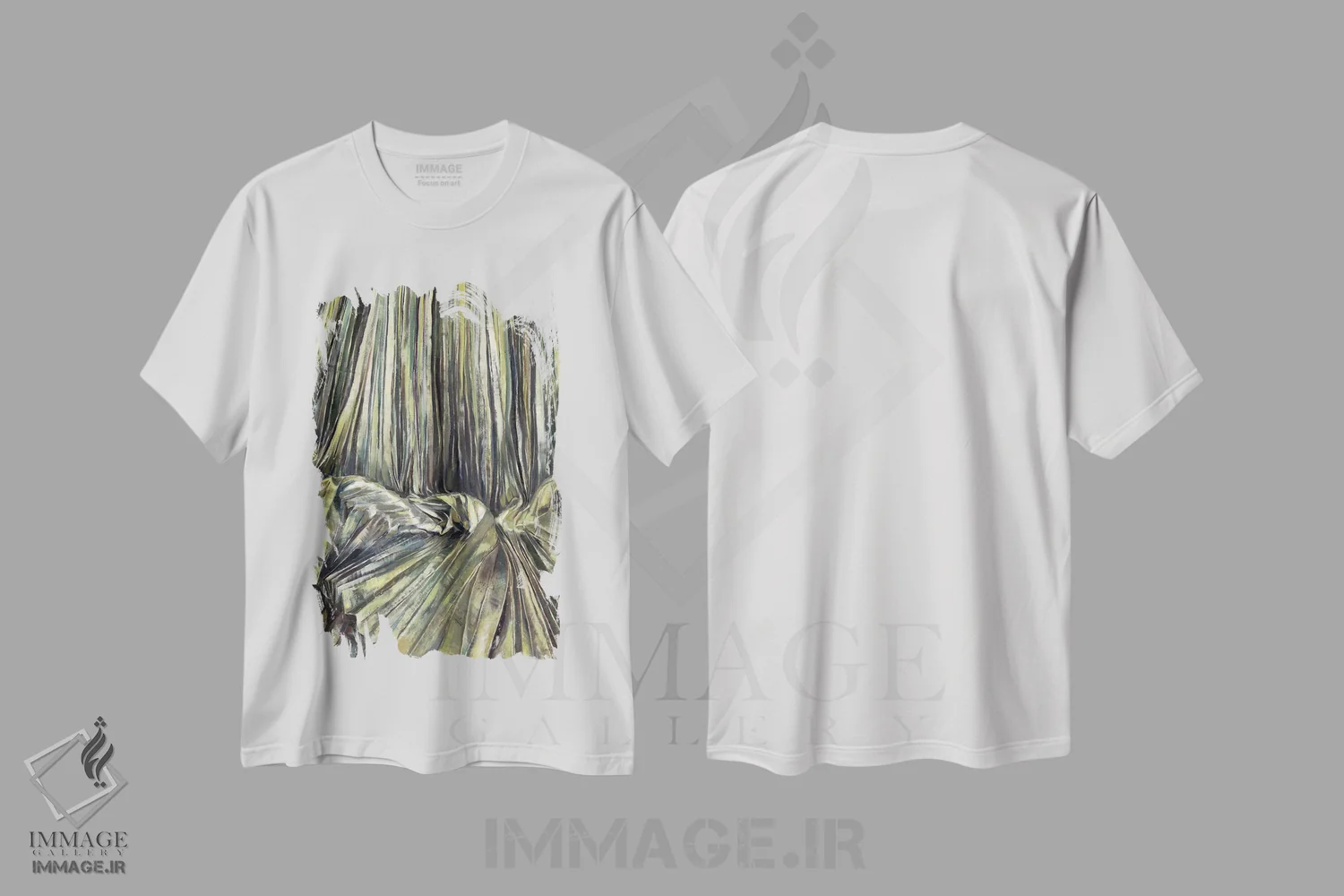 تیشرت سفید طرح دار چین های طلایی اثر هارت آو لیلی | immage.ir