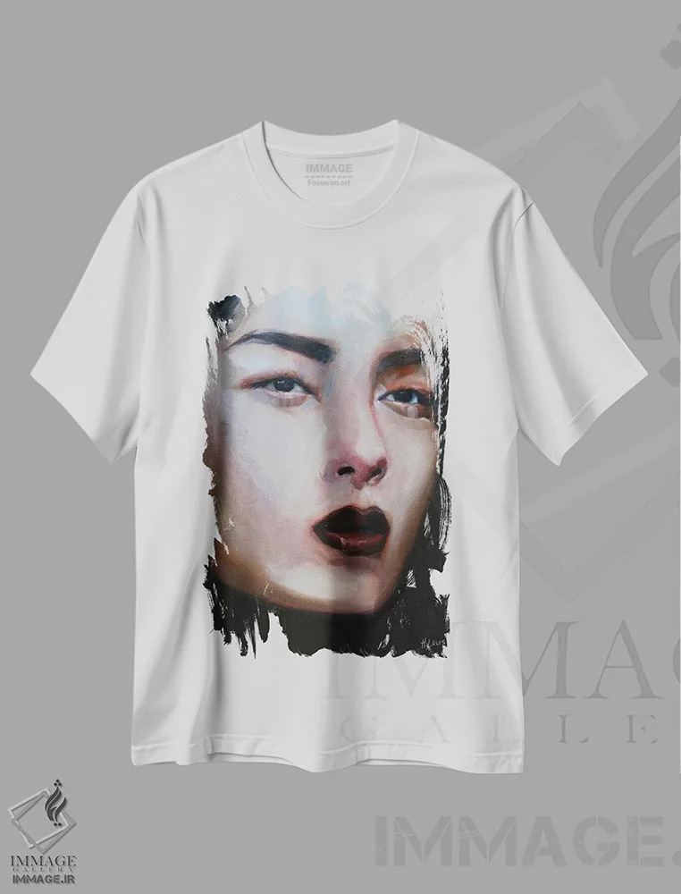 تیشرت سفید طرح دار لینا، هنر فاخر معاصر اثر هارت آو لیلی | immage.ir