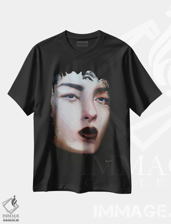 تیشرت مشکی طرح دار لینا، هنر فاخر معاصر اثر هارت آو لیلی | فروشگاه ایماژ