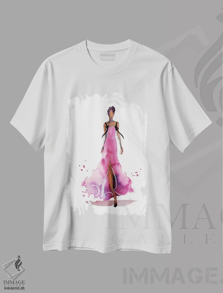 تیشرت سفید طرح دار خطوطی، دکور معاصر اثر هارت آو لیلی | فروشگاه ایماژ
