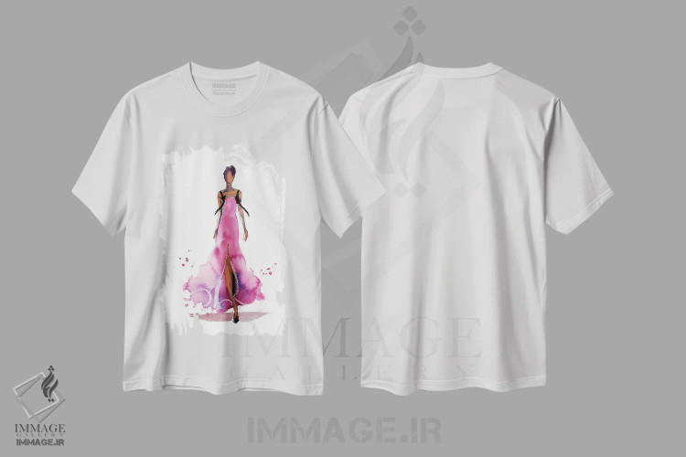 تیشرت سفید طرح دار خطوطی، دکور معاصر اثر هارت آو لیلی | فروشگاه ایماژ