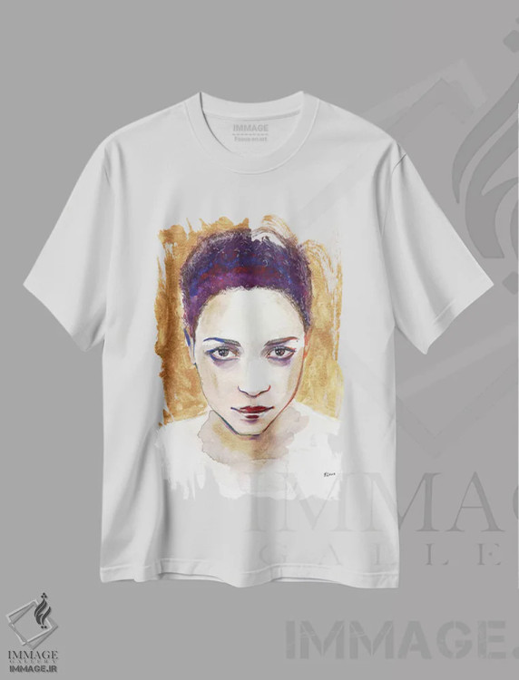 تیشرت سفید طرح دار آنجلا، هنر فاخر معاصر اثر هارت آو لیلی | immage.ir