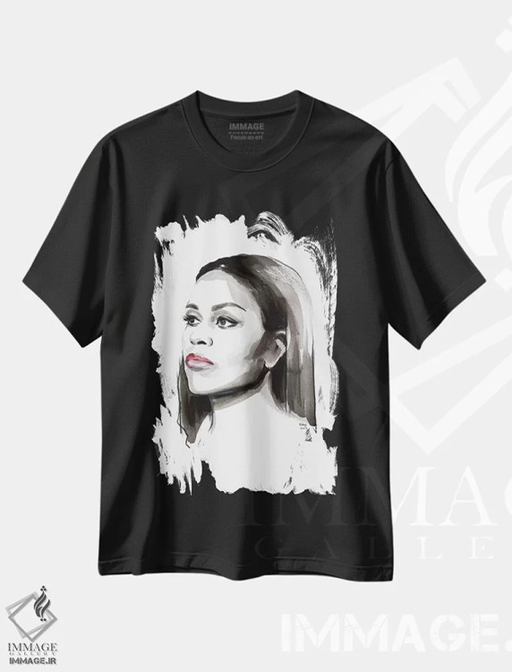 تیشرت مشکی طرح دار میشل اوباما، دکور معاصر اثر هارت آو لیلی | فروشگاه ایماژ
