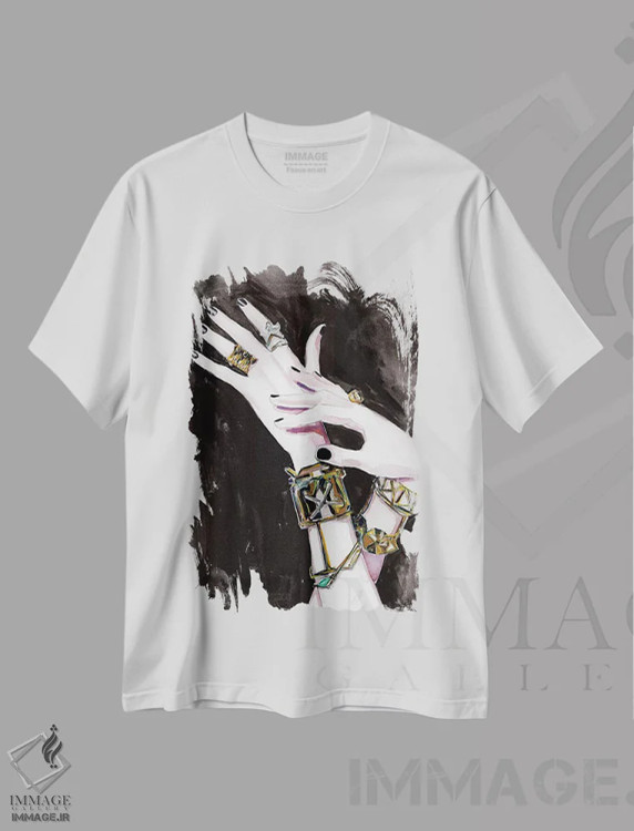 تیشرت سفید طرح دار شیک میلان، دکور معاصر اثر هارت آو لیلی | فروشگاه ایماژ