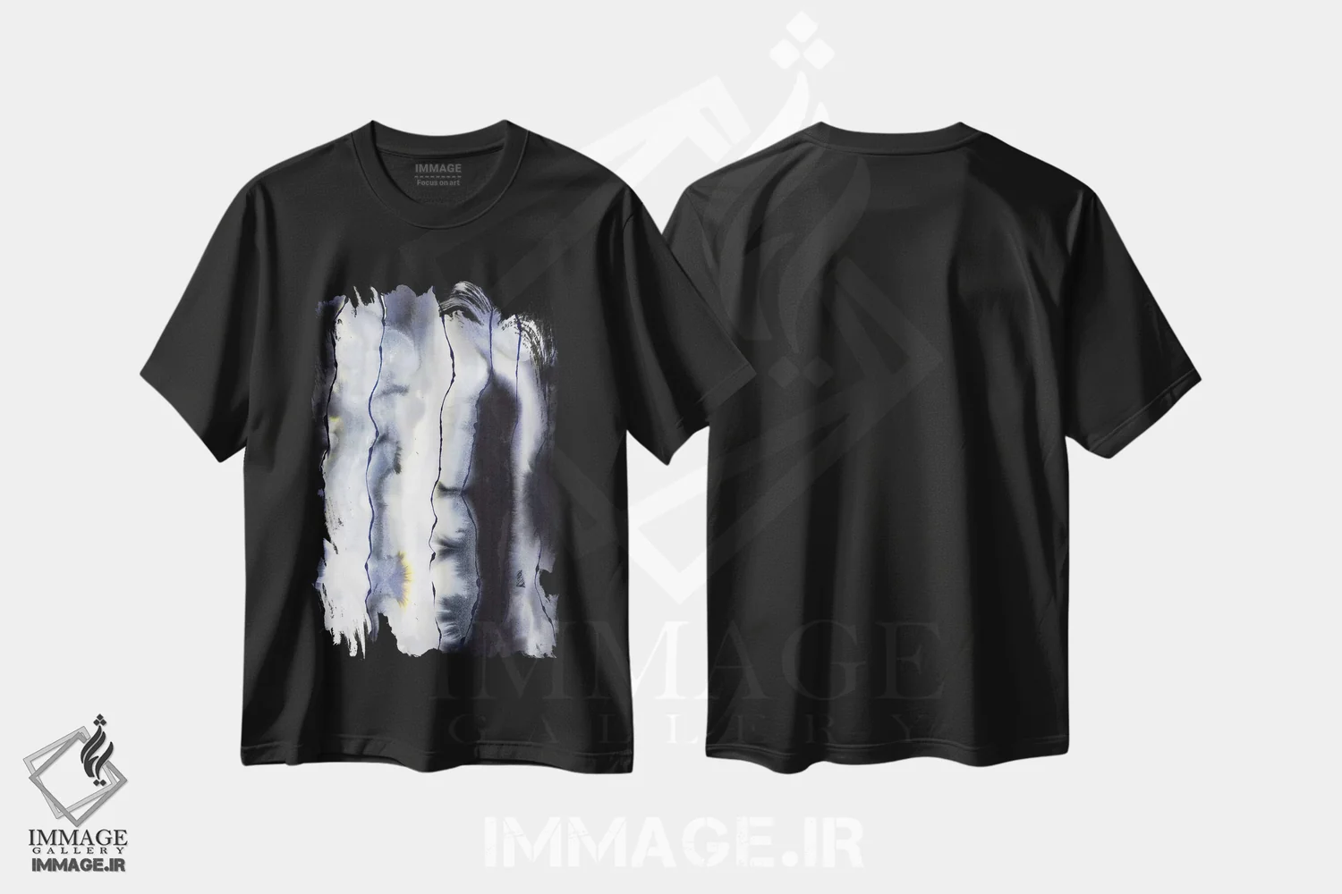 تیشرت مشکی طرح دار موازی اثر هارت آو لیلی | immage.ir