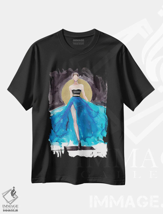 تیشرت مشکی طرح دار خورشید طلوع کننده، دکور معاصر اثر هارت آو لیلی | فروشگاه ایماژ