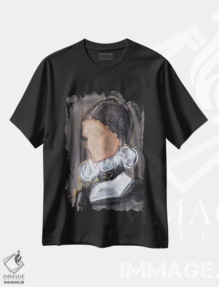 تیشرت مشکی طرح دار یقه سلطنتی، دکور معاصر اثر هارت آو لیلی | immage.ir