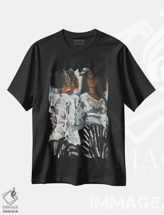 تیشرت مشکی طرح دار Little Sister,خواهر بزرگ، خواهر کوچک، هنر فاخر معاصر اثر هارت آو لیلی | فروشگاه ایماژ