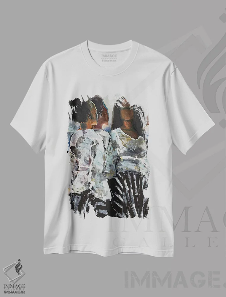 تیشرت سفید طرح دار Little Sister,خواهر بزرگ، خواهر کوچک، هنر فاخر معاصر اثر هارت آو لیلی | immage.ir