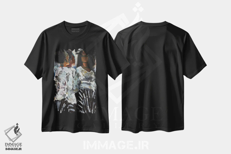 تیشرت مشکی طرح دار Little Sister,خواهر بزرگ، خواهر کوچک، هنر فاخر معاصر اثر هارت آو لیلی | فروشگاه ایماژ