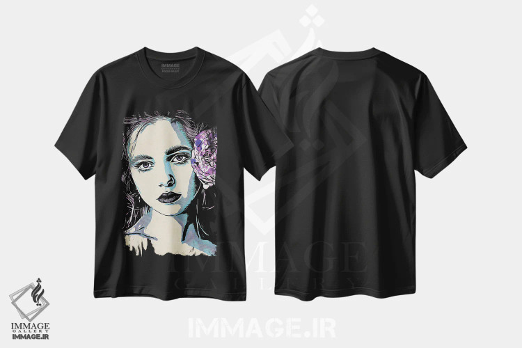 تیشرت مشکی طرح دار پرتره خال خالی نیلوفر آبی III، دکور معاصر اثر اشلی آلدرج | immage.ir