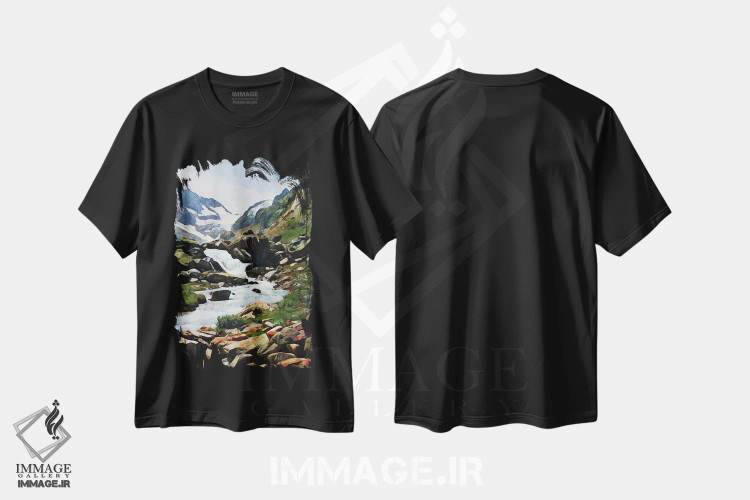 تیشرت مشکی طرح دار گذرگاه سوسن ارزش پیمودن II، دکور کلبه و لژ اثر اشلی آلدرج | immage.ir
