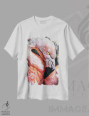 تیشرت سفید طرح دار دلبری فلامینگو، تزئینی اثر اشلی آلدرج | فروشگاه ایماژ
