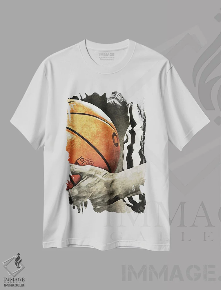 تیشرت سفید طرح دار داور بسکتبال، هنر دیجیتال اثر اشلی آلدرج | immage.ir