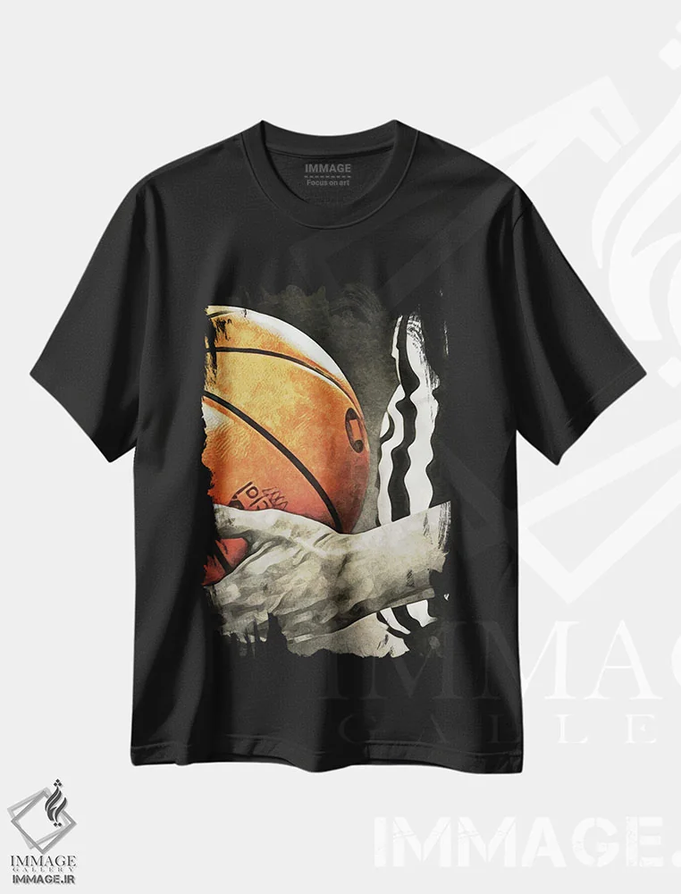 تیشرت مشکی طرح دار داور بسکتبال، هنر دیجیتال اثر اشلی آلدرج | فروشگاه ایماژ