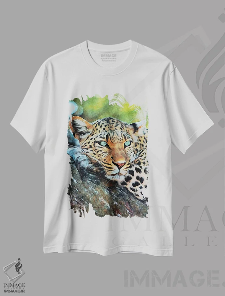 تیشرت سفید طرح دار یوزپلنگ آرام، تزئینی اثر اشلی آلدرج | فروشگاه ایماژ