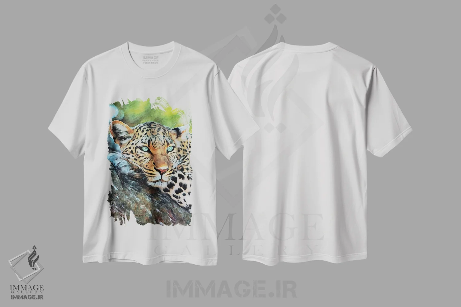 تیشرت سفید طرح دار یوزپلنگ آرام، تزئینی اثر اشلی آلدرج | فروشگاه ایماژ
