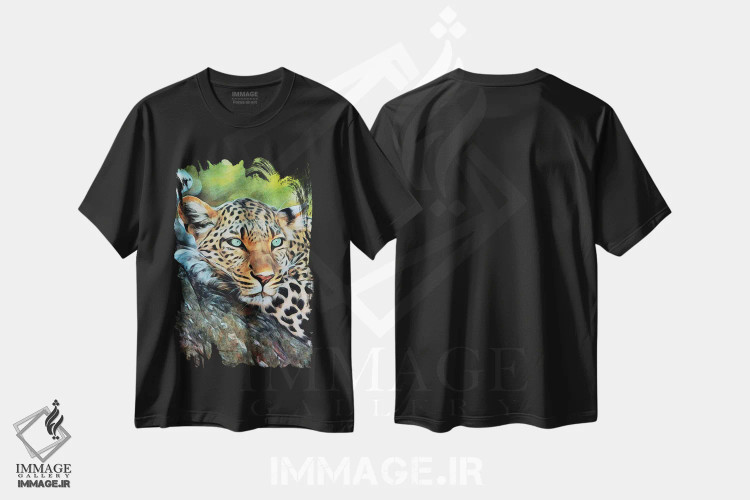 تیشرت مشکی طرح دار یوزپلنگ آرام، تزئینی اثر اشلی آلدرج | immage.ir
