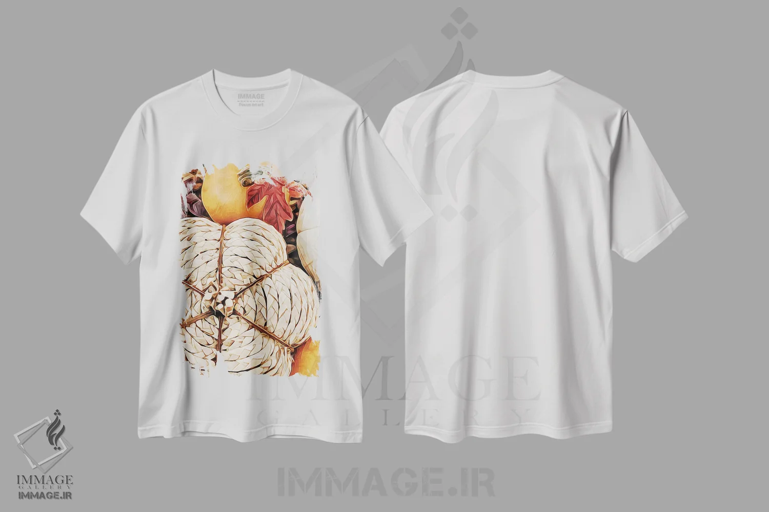 تیشرت سفید طرح دار کدوی بافته شدهٔ طبیعی از راتان I، تزئینی اثر اشلی آلدرج | immage.ir