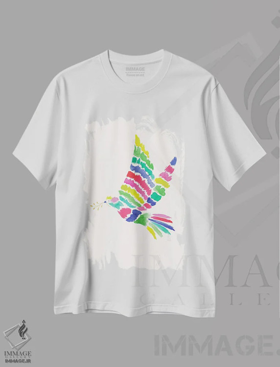 تیشرت سفید طرح دار کبوتر کریسمس، دکور تعطیلات اثر هدر مک لافلین | فروشگاه ایماژ