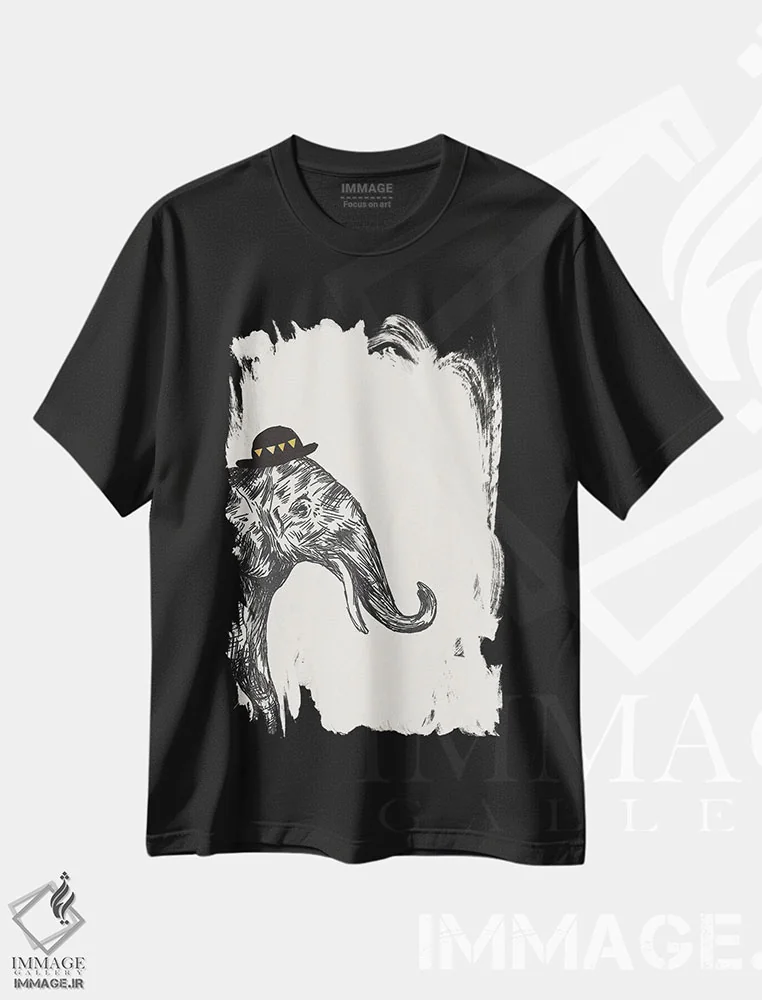 تیشرت مشکی طرح دار فیل I، تزئینی اثر هدر مک لافلین | immage.ir