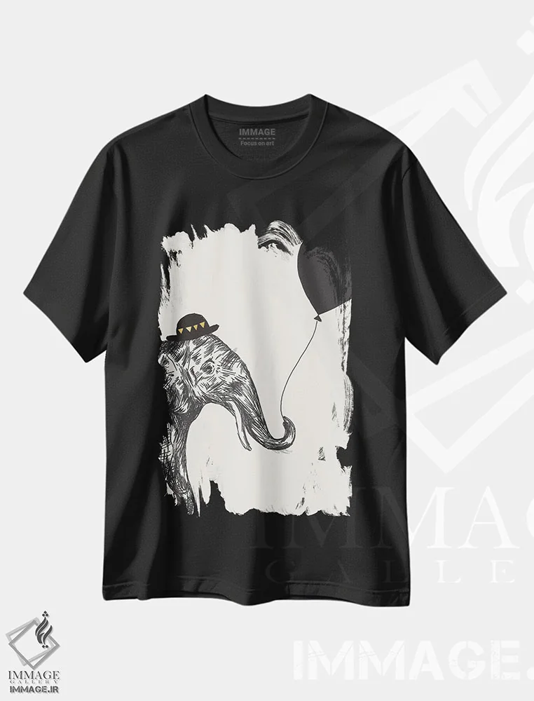 تیشرت مشکی طرح دار فیل II، تزئینی اثر هدر مک لافلین | فروشگاه ایماژ