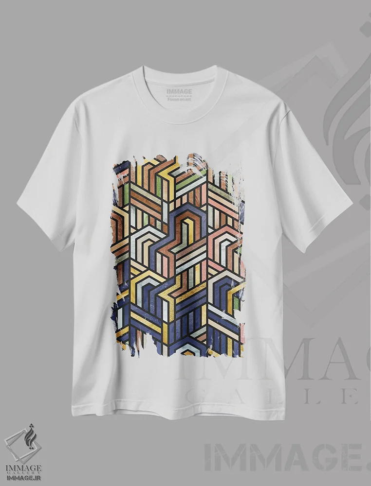 تیشرت سفید طرح دار نقش انتزاعی I، آبستره اثر هلو مورائس | فروشگاه ایماژ