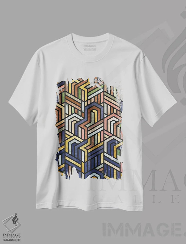 تیشرت سفید طرح دار نقش انتزاعی I، آبستره اثر هلو مورائس | فروشگاه ایماژ