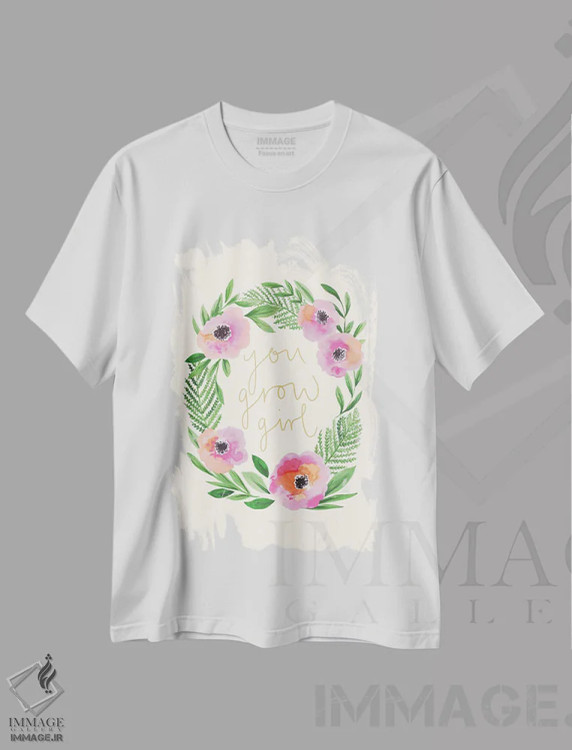 تیشرت سفید طرح دار رشد کن دختر، هنر دیجیتال اثر هدر مک لافلین | immage.ir