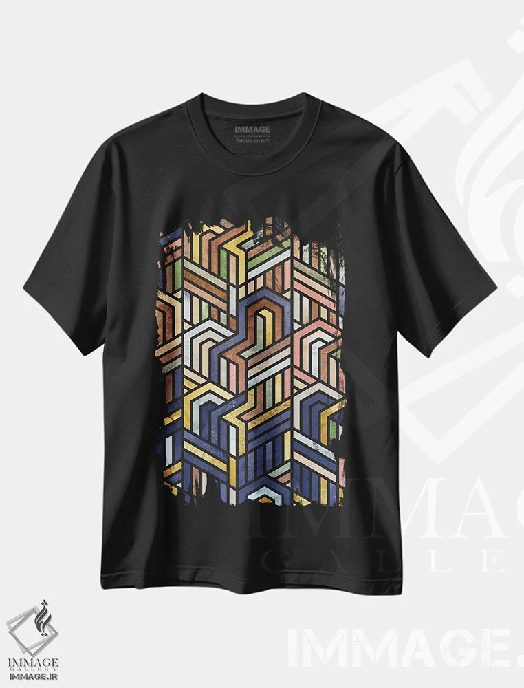 تیشرت مشکی طرح دار نقش انتزاعی I، آبستره اثر هلو مورائس | immage.ir