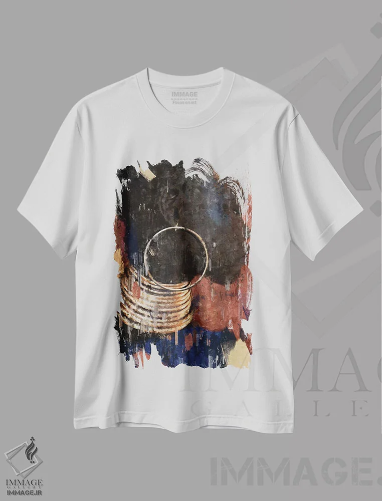 تیشرت سفید طرح دار رنگ های متحد انتزاعی I، هنر آمریکایی آفریقایی تبار اثر هلو مورائس | immage.ir