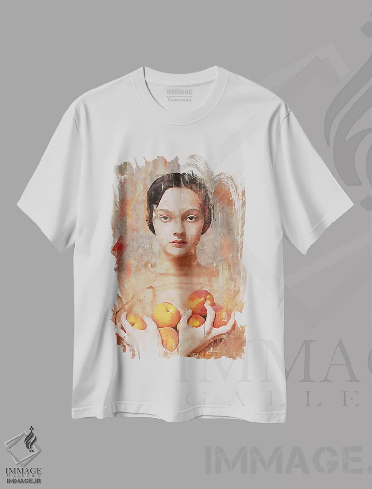 تیشرت سفید طرح دار رنگ های متحد انتزاعی IV، هنر دیجیتال اثر هلو مورائس | فروشگاه ایماژ
