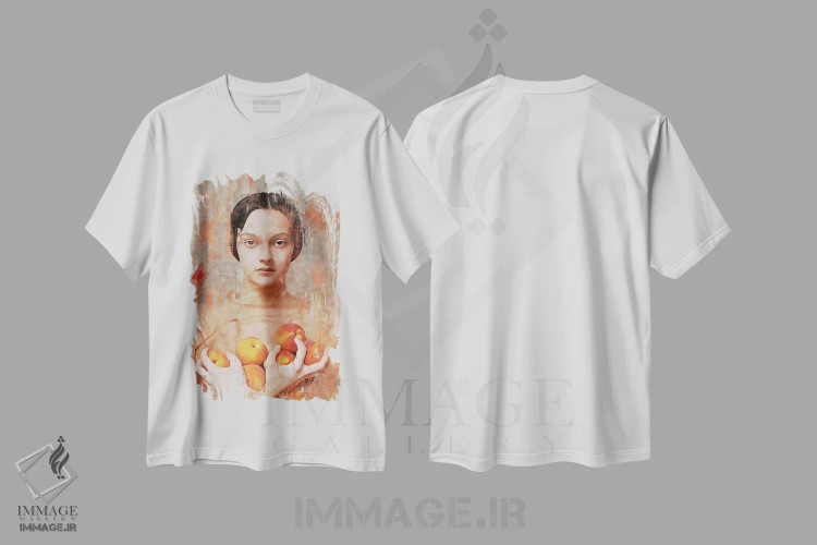 تیشرت سفید طرح دار رنگ های متحد انتزاعی IV، هنر دیجیتال اثر هلو مورائس | فروشگاه ایماژ