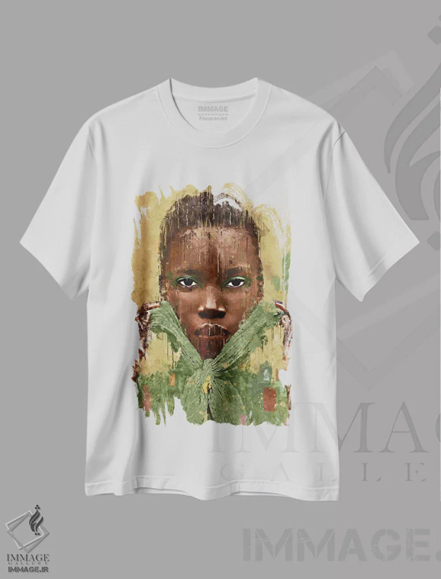 تیشرت سفید طرح دار رنگ های متحد انتزاعی VI، هنر آمریکایی آفریقایی تبار اثر هلو مورائس | فروشگاه ایماژ