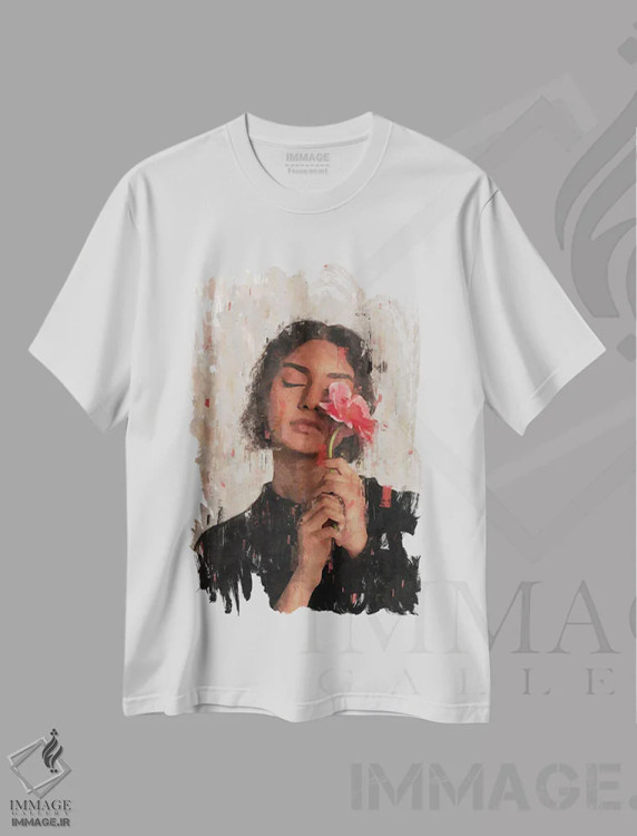 تیشرت سفید طرح دار رنگ های متحد انتزاعی VII، هنر دیجیتال اثر هلو مورائس | immage.ir