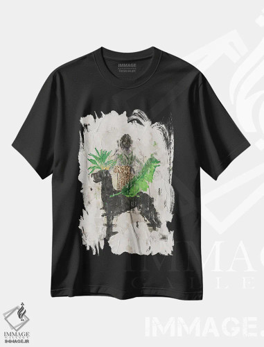 تیشرت مشکی طرح دار رنگ های متحد انتزاعی XI، هنر دیجیتال اثر هلو مورائس | فروشگاه ایماژ