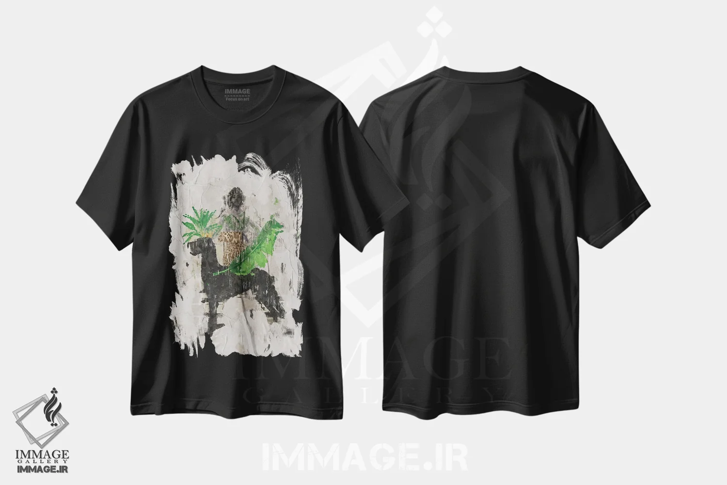 تیشرت مشکی طرح دار رنگ های متحد انتزاعی XI، هنر دیجیتال اثر هلو مورائس | فروشگاه ایماژ